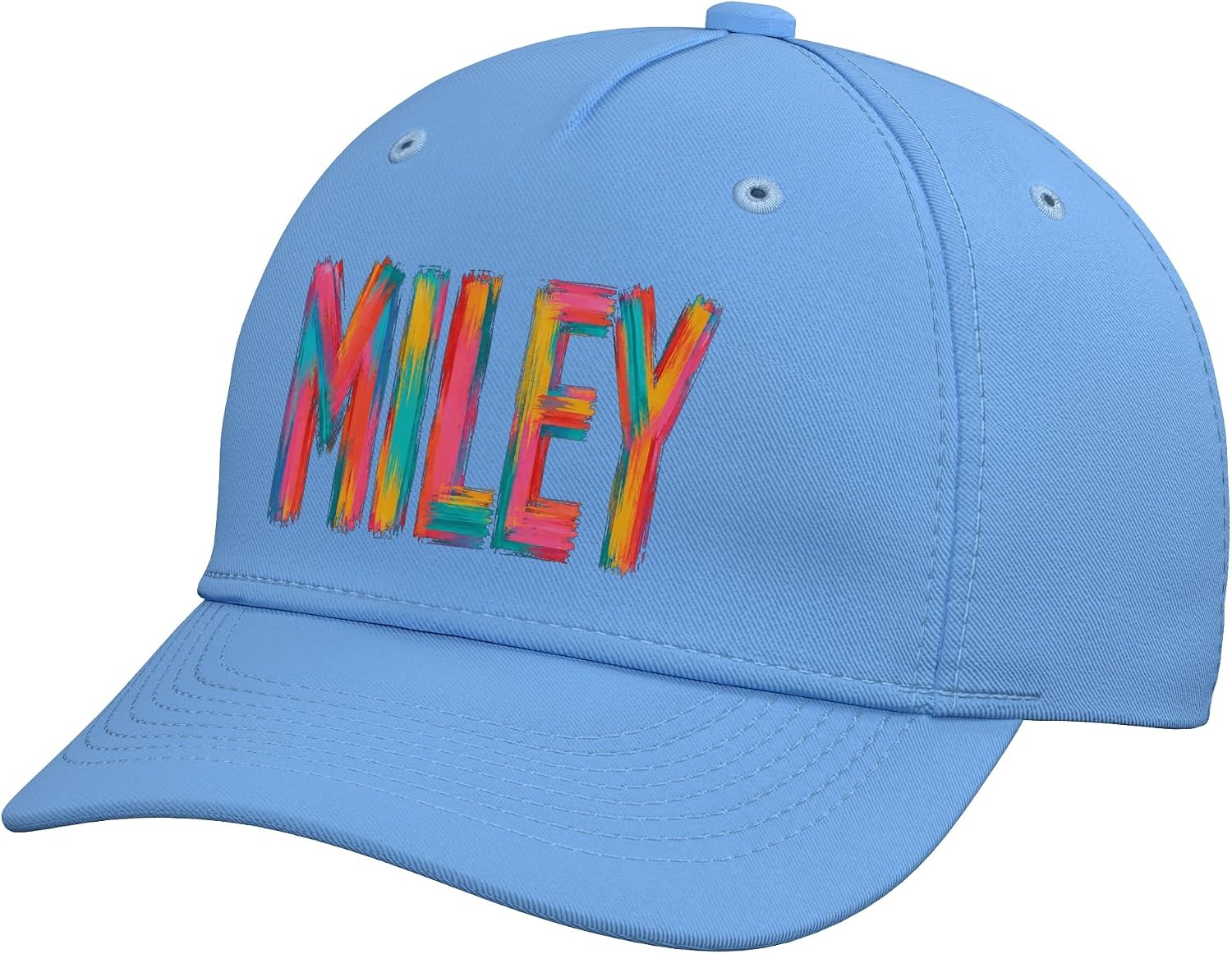 Miley First Name Colorful Brushstroke Letters Adjustable Baseball Hat