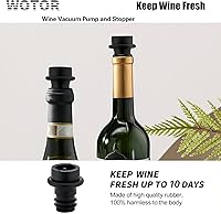 Vista 2 de WOTOR Tapones de vino - Protector de vino al vacío, conservador y sellador (negro, 6 piezas)