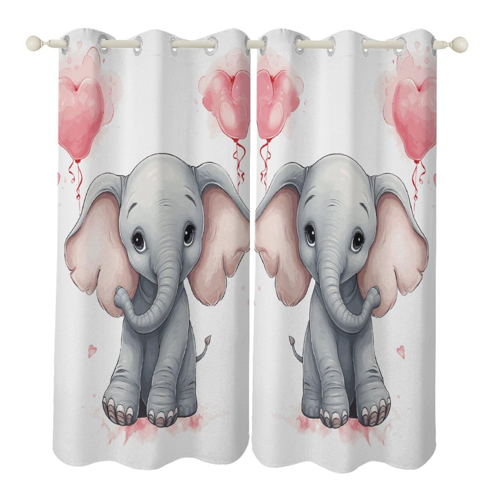 Rideau occultant motif éléphant pour une chambre d'enfant douce