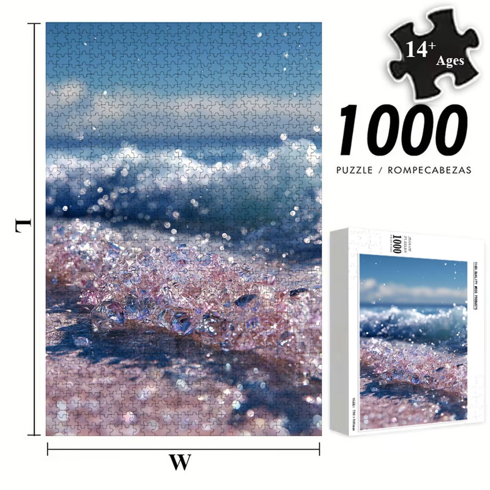 Puzzle 2000 elementów - Ocean & Różowy - Trwałe drewniane puzzle z literami na plecach - Gra bez kurzu z plakatem - Model dla kolekcjonerów i powyżej 14 lat (75 x 105 cm) P3#1276