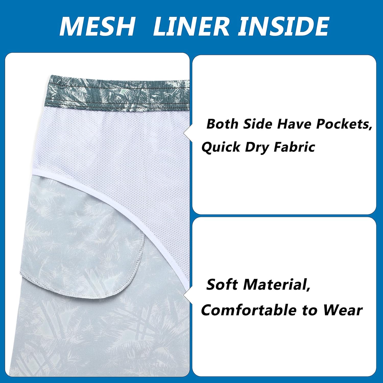 Miniatura 5 de Biwisy Mens Swim Trunks Quick Dry Beach Shorts Mesh Lining Swimwear Bathing Suits with Pockets