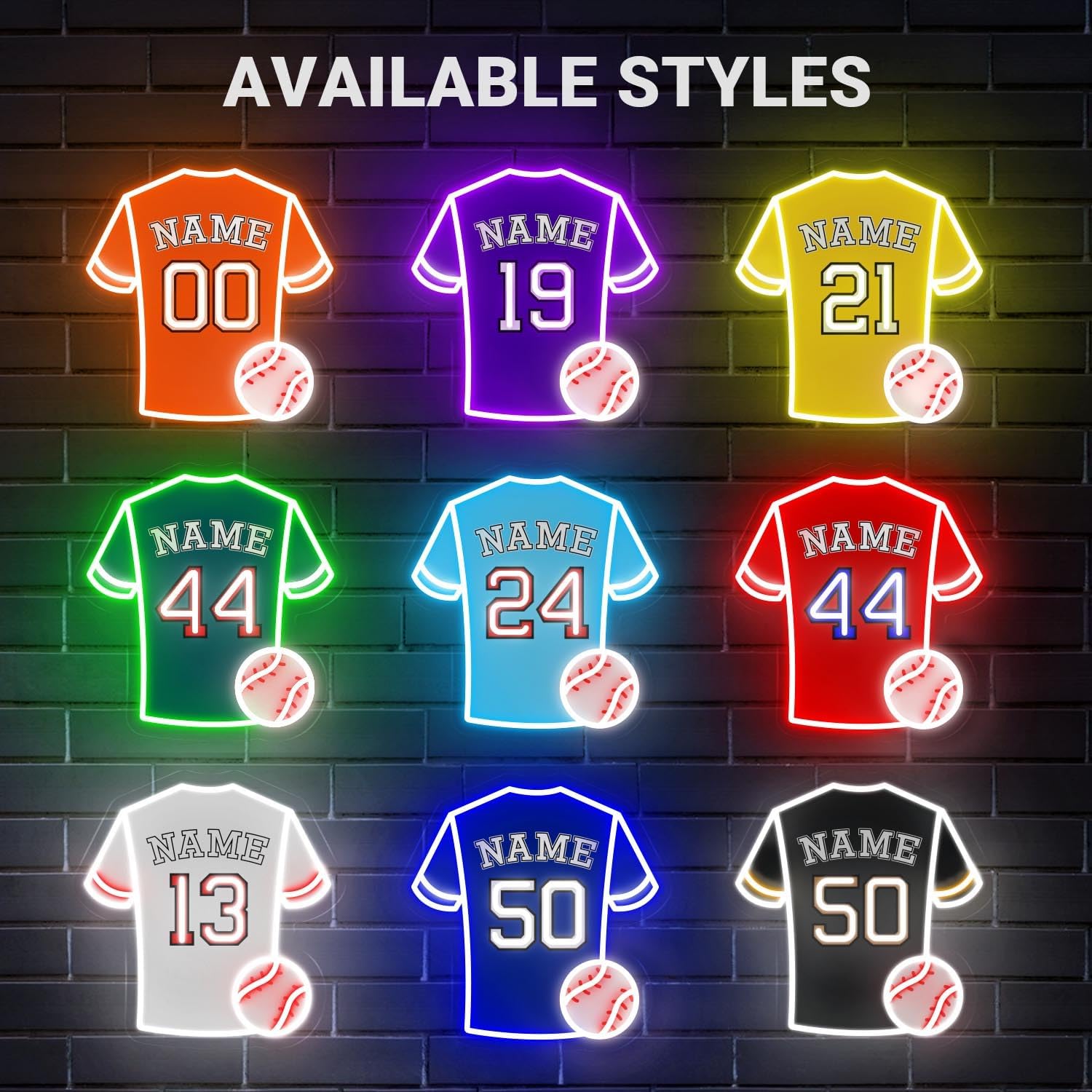 Custom Baseball Neon Signs for Wall Decor, Customizable Jersey Number Name Softball Neon Sign for Party Bar Man Cave Fan Club, LED Light Up Signs for Baseball Lovers Holiday Gifts - Image 6