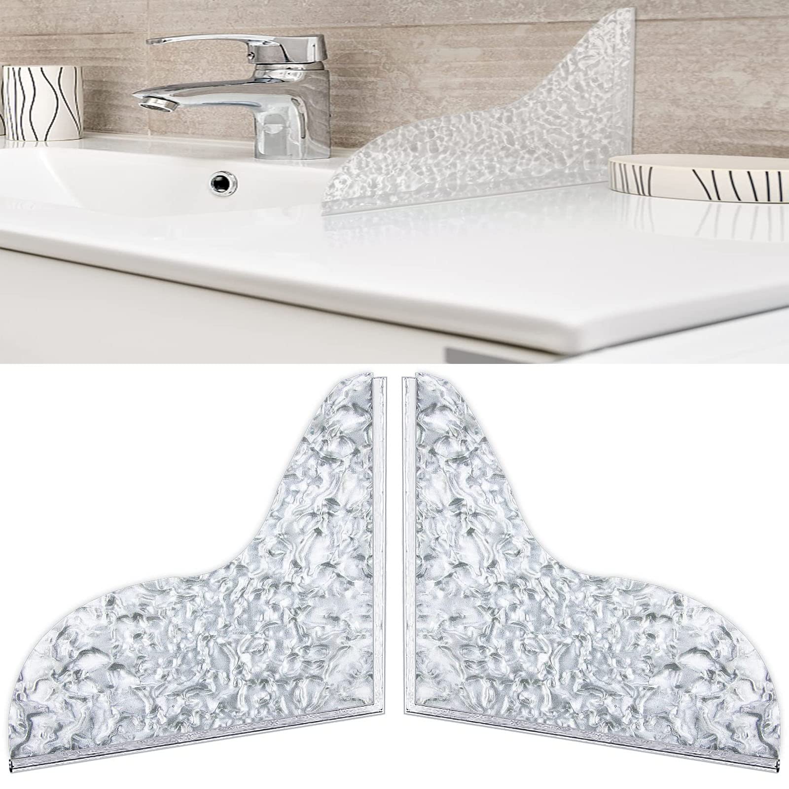 Shower Splash Guard with Adhesive,Water Texture Shower Corner Water Guard, Tub Splash Guards to Keep Water in Shower, Bath Splash Guard for Bathtub(2PCS)