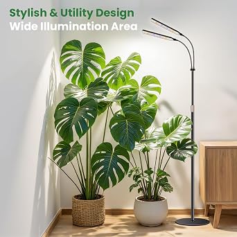 Kullsinss Floor Grow Lights for Indoor Plants with Stand, 2-Head 114 LEDs [Energy Class F]