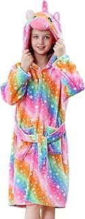 COOKY.D Baby Flannel Pocket Bathrobe Boys and Girls Animal Hooded Fleece Robe Toddlers Kids Soft Santa Clothing 3-13 Years