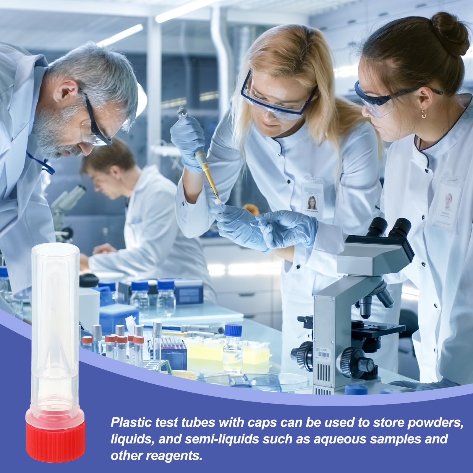 PATIKIL Provetta Criogenica Plastica da 0,5 ml, Fiala Criogenica Autoportante da 200pz, Provetta Congelata Vite, Laboratorio Scientifico, Tappo Rosso
