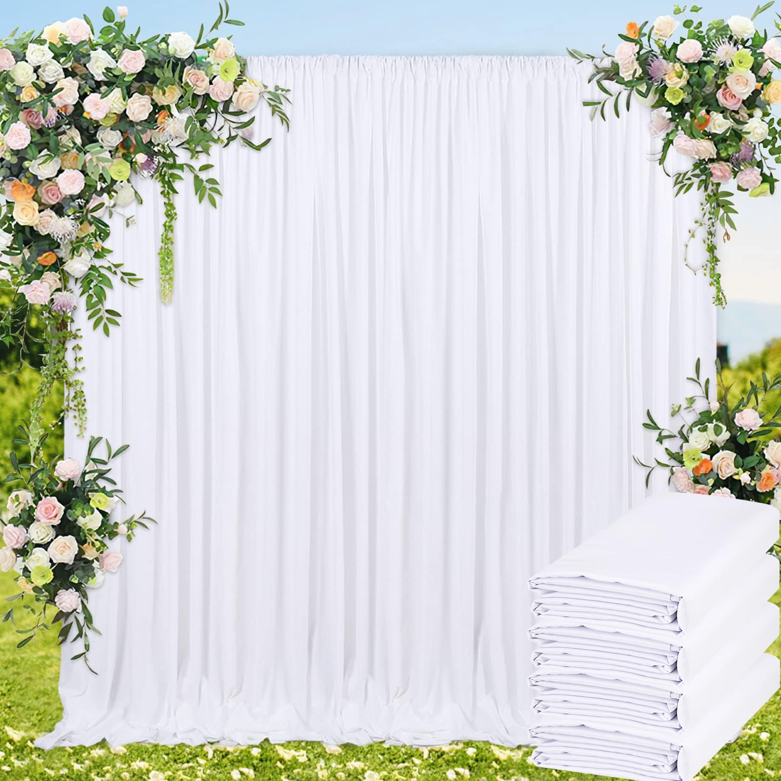 Backdrop Curtains White Background Spring: Polyester Fabric 20ftx8ft Wall Backdrop Outdoor Stage Wedding Decorations Drape