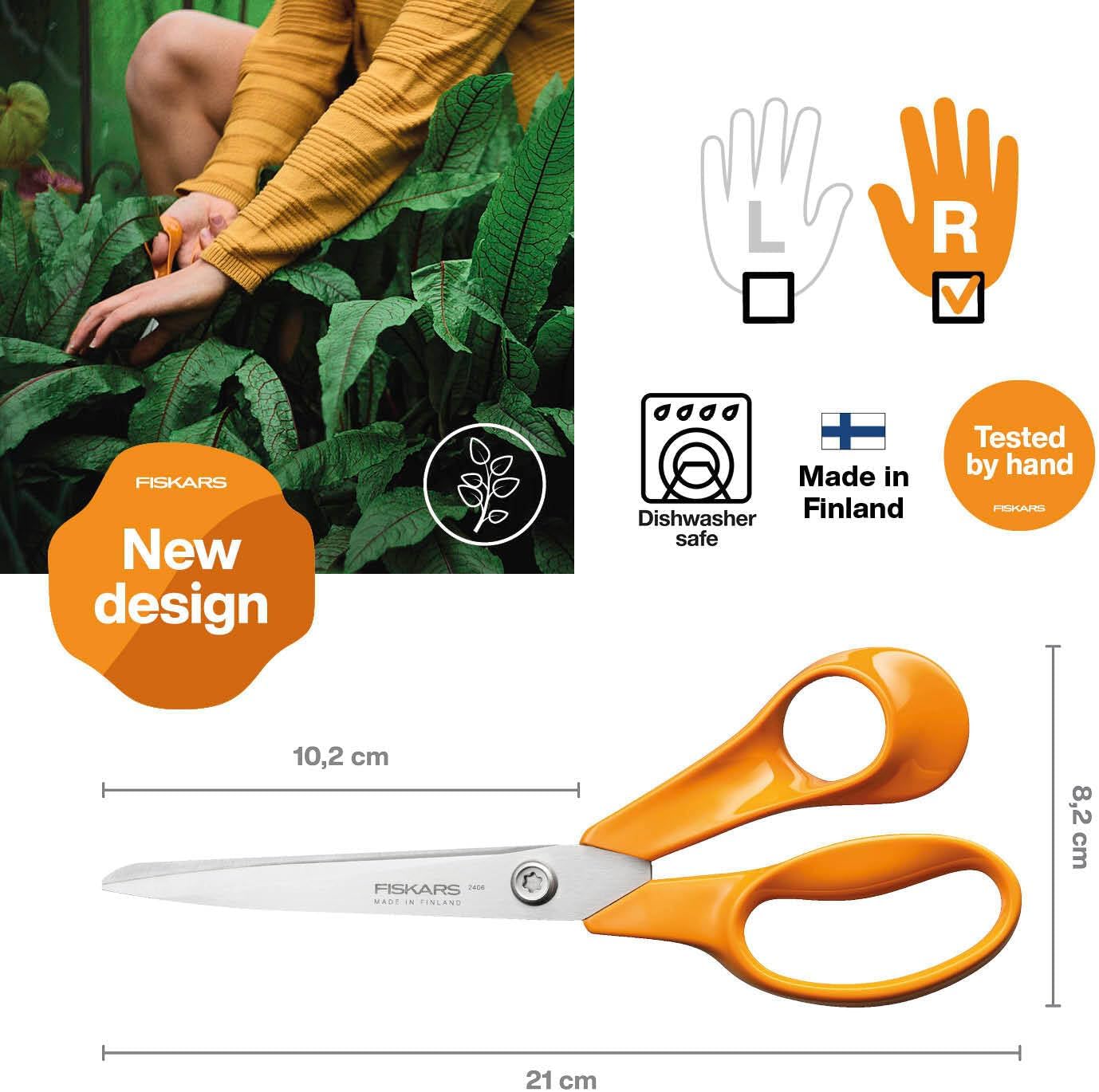 Fiskars Classic 1075033 Universal Right-Handed Secateurs, Total Length: 21 cm, Improved Torx Screw and Ergonomic Handle, Quality Steel/Plastic, Orange