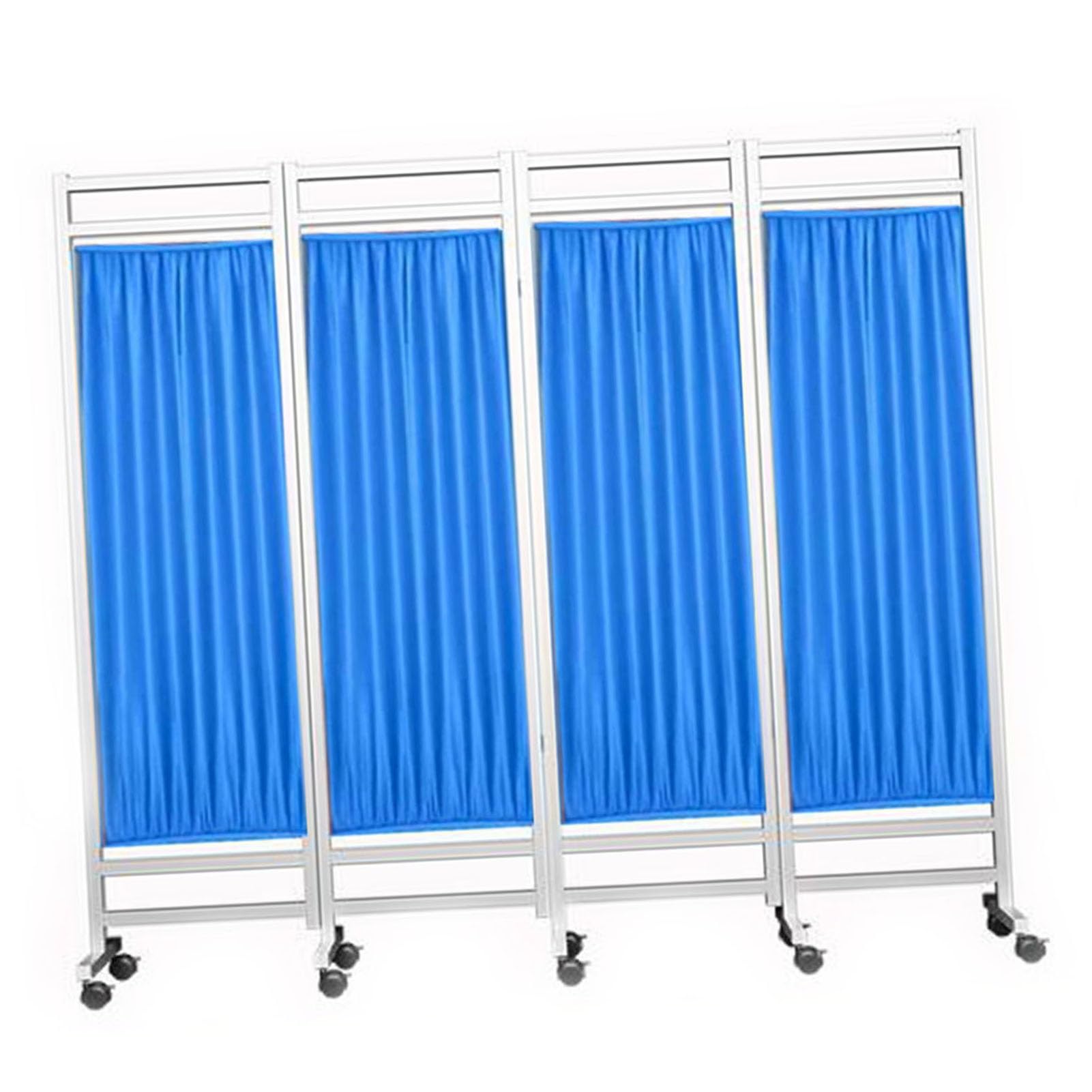 Paravent de confidentialité sur roulettes bleu 4 pièces séparateur 180x50cm
