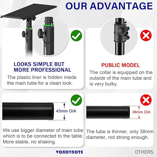 Miniatura 2 de Par de soportes para monitor de estudio, abrazadera de escritorio, soportes de altavoz de 0-12  de inclinación de altura ajustable con gestión de