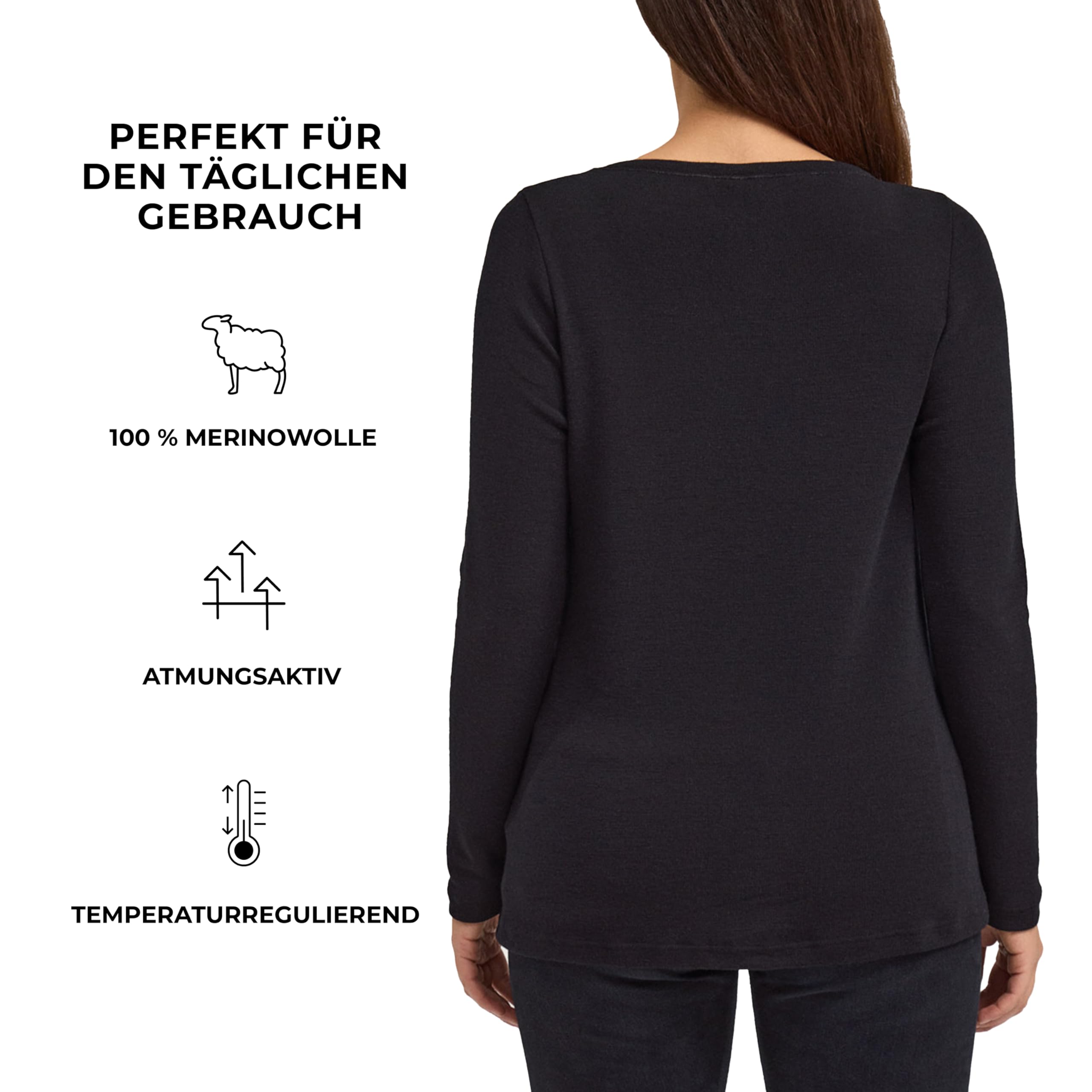 Dilling Langarmshirt für Damen aus Merinowolle