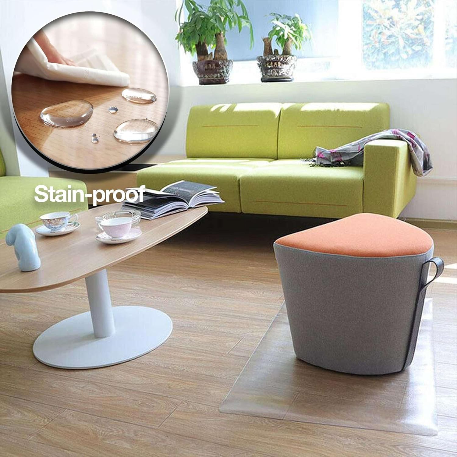 Protector antideslizante de PVC transparente para baldosas de parquet (40 x 40 cm)