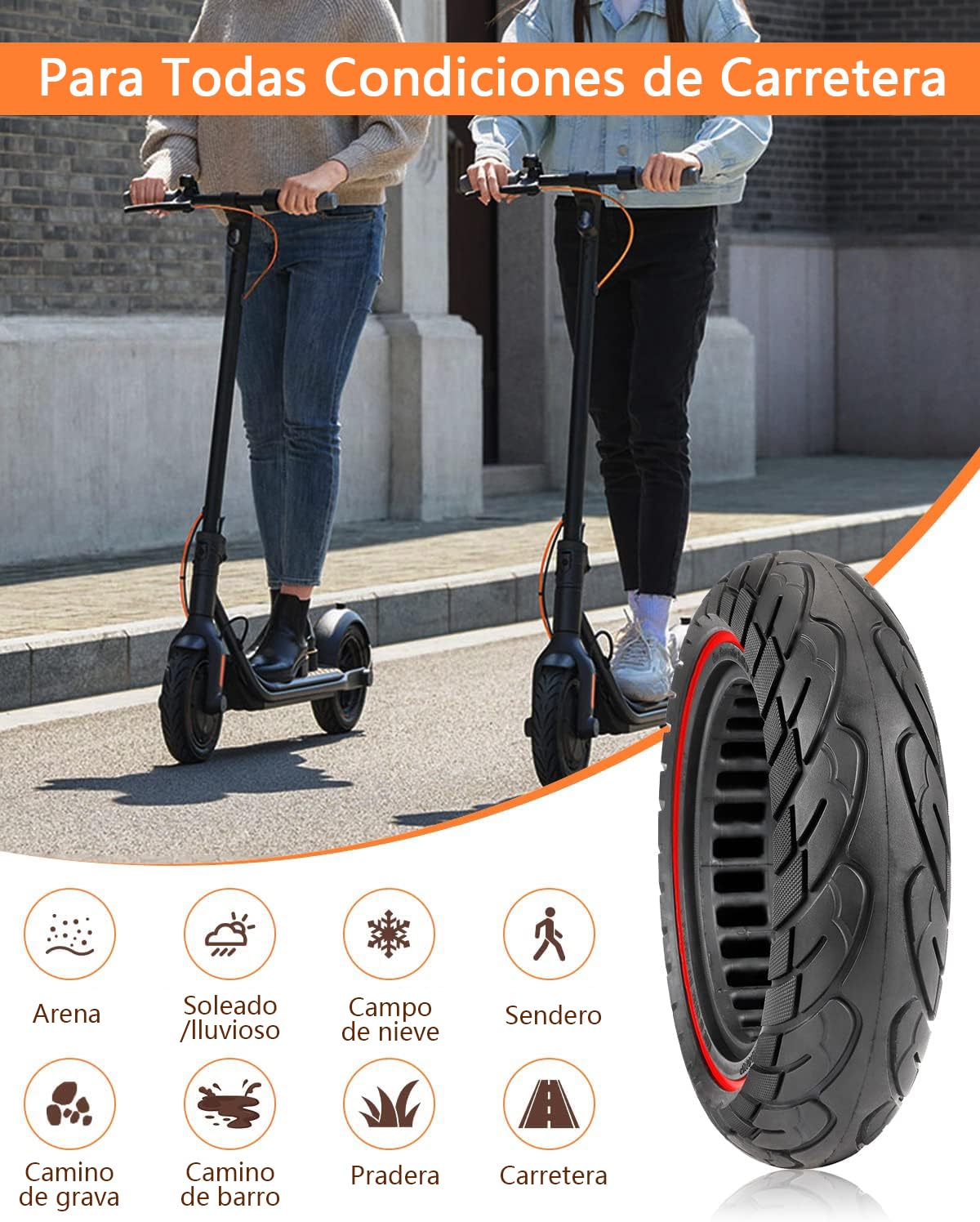 Neumáticos de Goma Maciza 60/70-6,5 10x2,5 para Segway Ninebot Max G30/G30E/G30LP Patinete Eléctrico Rueda de Repuesto Antipinchazo