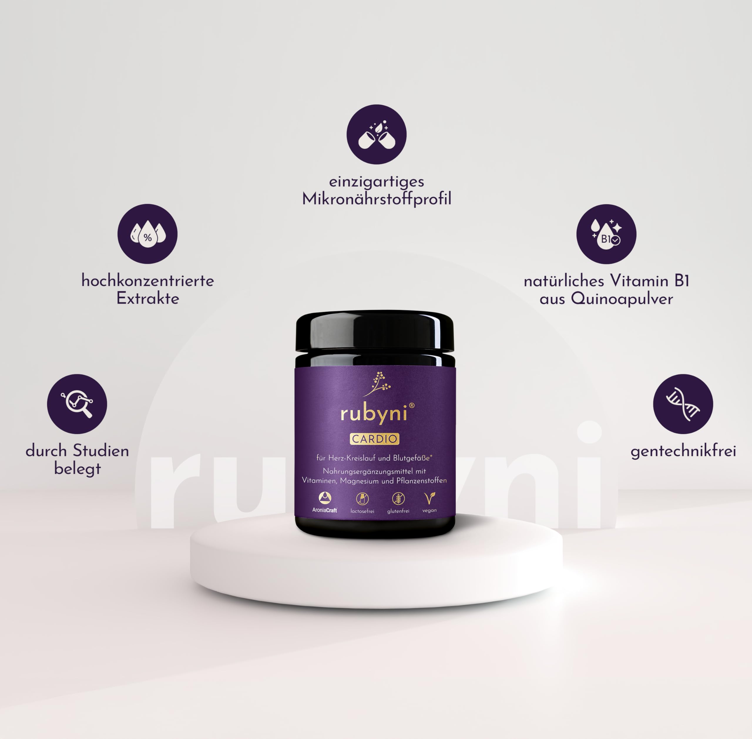 CARDIO für Herz-Kreislauf & Blutgefäße - 140 Kapseln | 100 % vegan - Vitamin B1 trägt zu einer normalen Herzfunktion bei - Mit Coenzym Q10, Traubenkern- & Aroniaextrakt