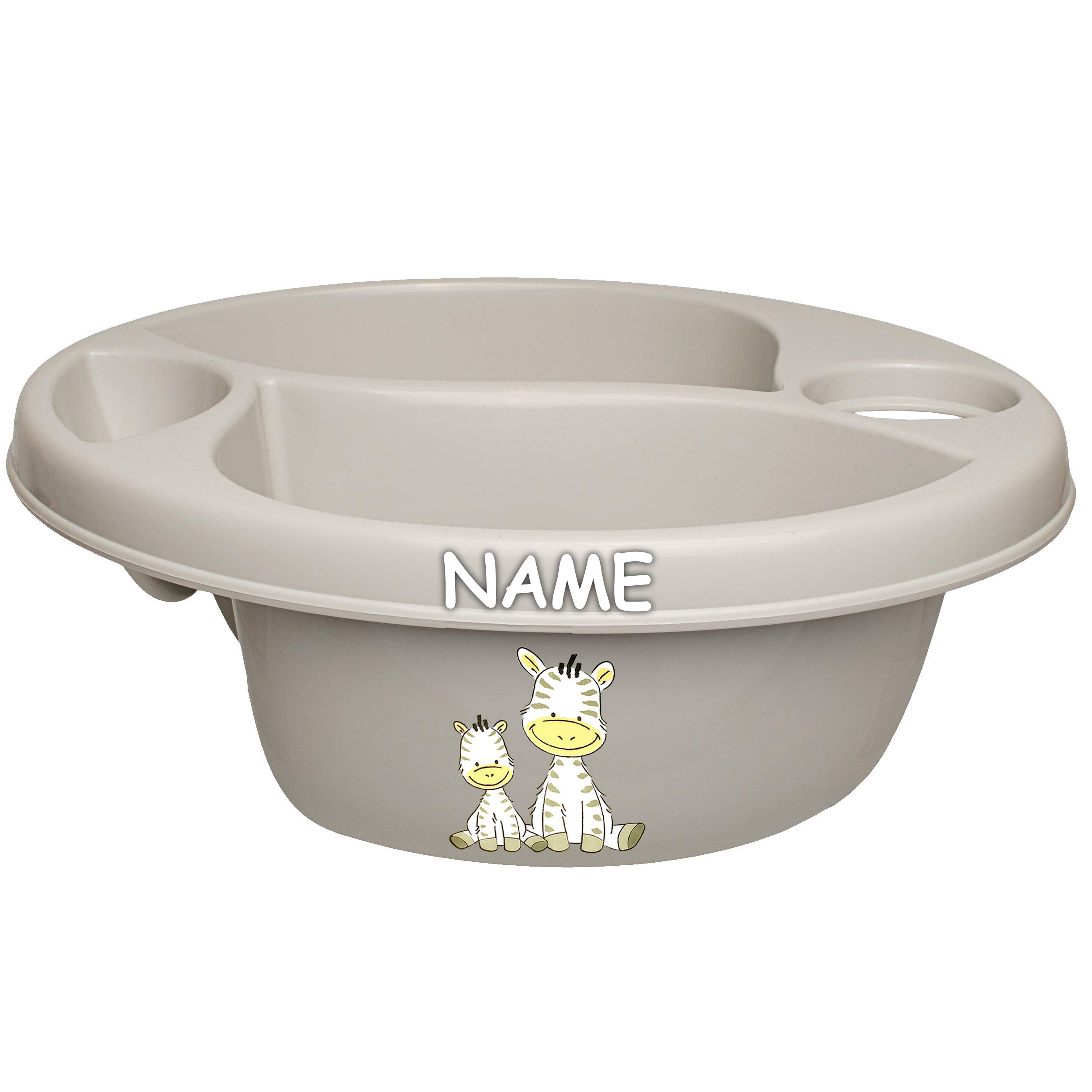 alles-meine.de GmbH Waschschüssel/Kinderwaschbecken - hell grau Tiere - Zebra Bieco - 3 Kammern - Baby - Putzeimer - Windeln Wickelschüssel - Windel Babywindel - für Kinder..