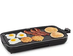 DASH Deluxe Everyday Electric Griddle with Dishwasher Safe Removable Nonstick Cooking Plate for Pancakes, Burgers, Eggs and more, Includes Drip Tray + Recipe Book, 20” x 10.5”, 1500-Watt - Black