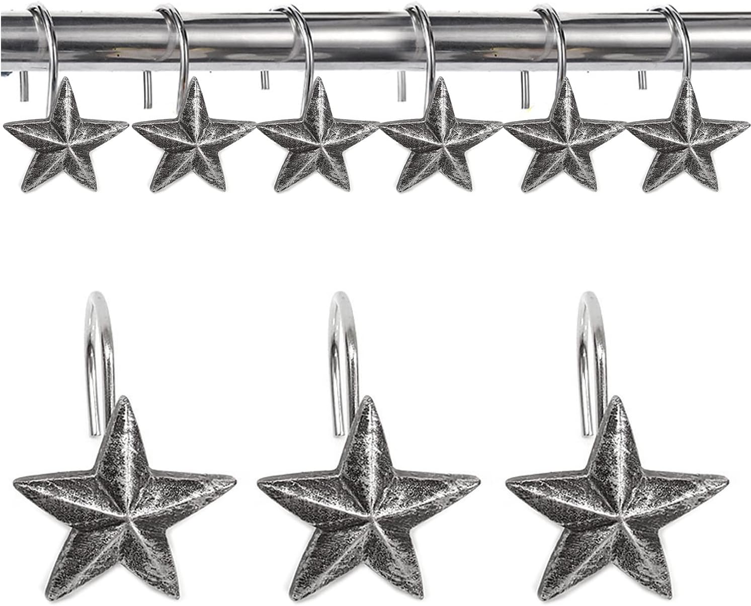 YYC Set of 12 Creative Star Shower Curtain Hooks Decorative