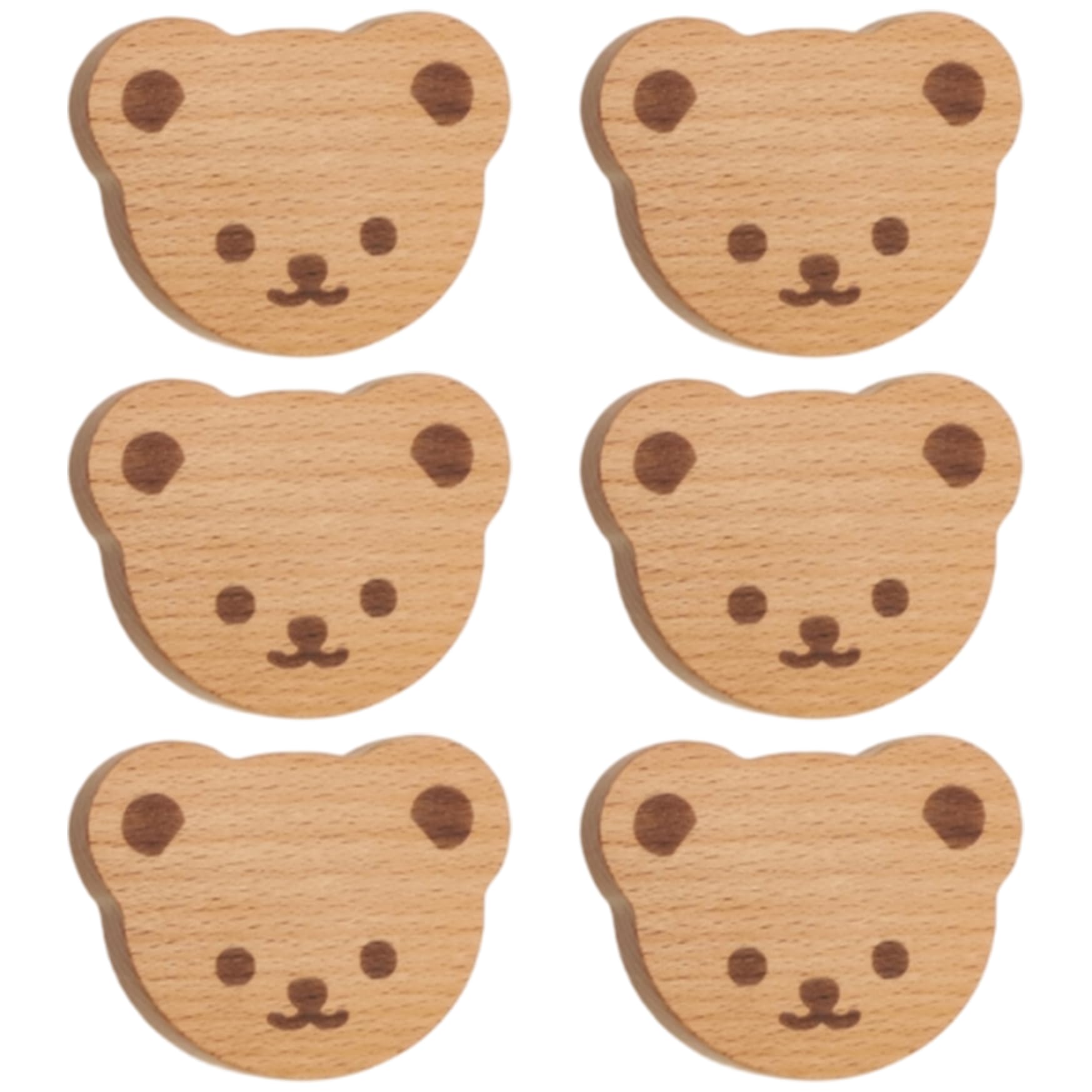 Tiradores de madera infantiles en forma de oso para cómodas y armarios de bebé