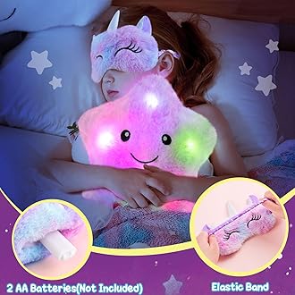 Tacobear Unicorn Gifts for Girls Toys 6 7 8 9 10 Years, 11pcs with Light up Star Pillow Plush Diary Tumbler Headband Mirror Comb, Birthday Christmas Teen Kid Girl Gift Unicorn Toys Aged 6+