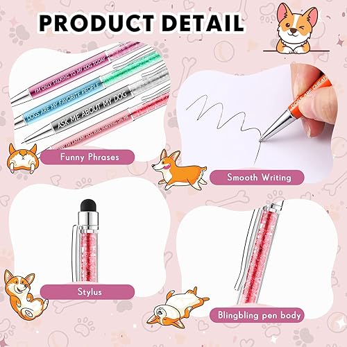Miniatura 9 de Juego de 12 bolígrafos para amantes de las mascotas juego de bolígrafos coloridos con frase divertida lindo bolígrafo Kawaii regalo para amantes de