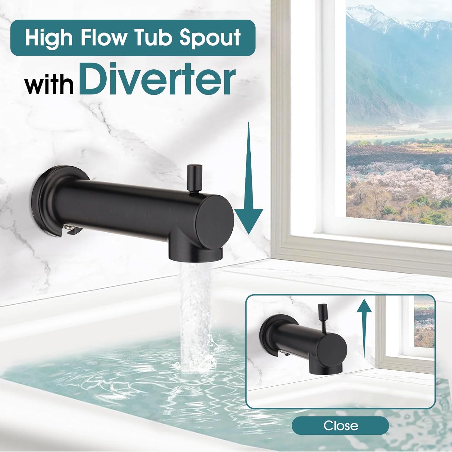 Replacement Faucet Shower Trim Kit for Delta 1300/1400 & 13/14 Series, Tub Shower Faucet Set, High Pressure 12" Square Rain Shower Head - Oil Rubbed Bronze (Valve/Cartridge Not Included)