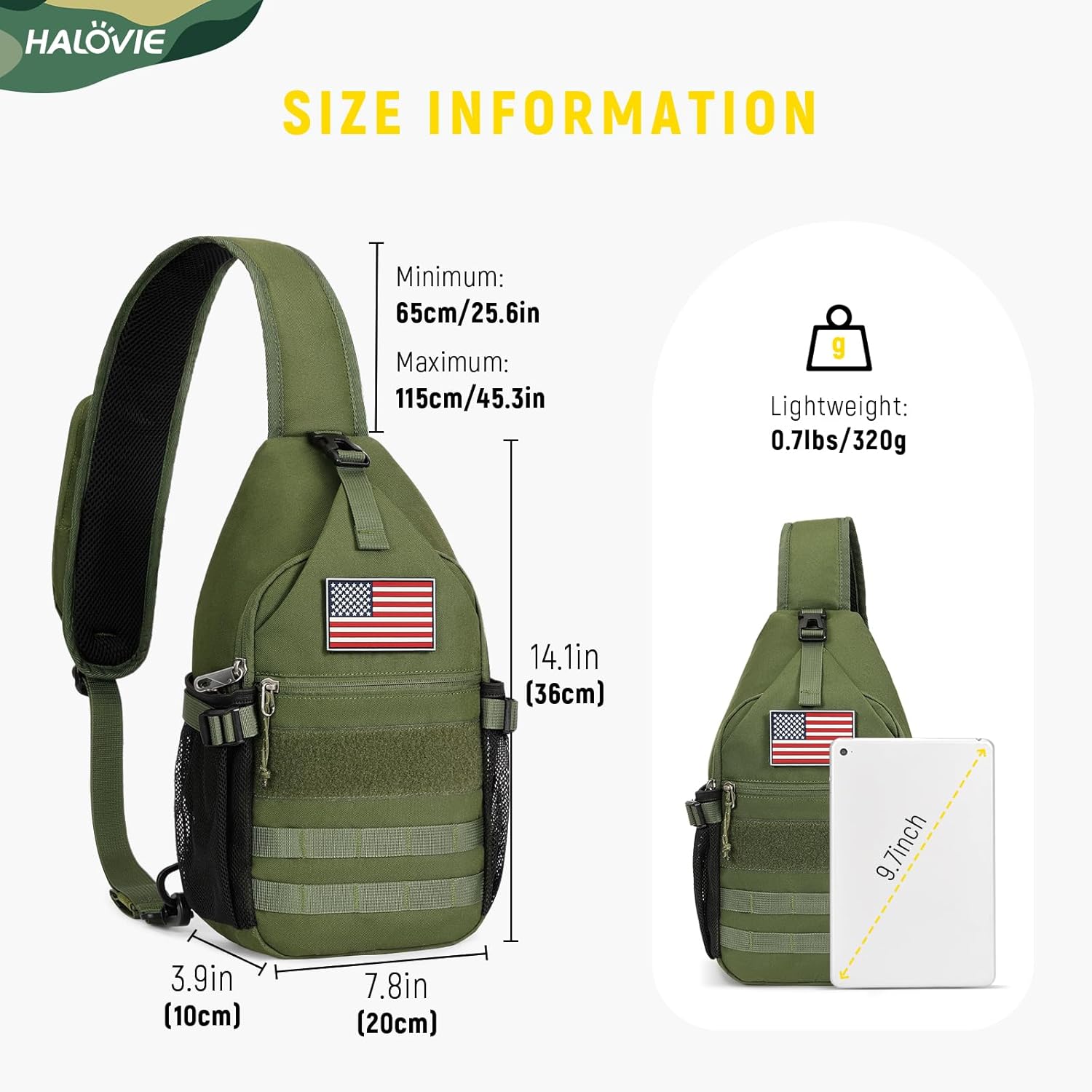 HALOVIE Crossbody Sling Bag Anti Theft RFID Sling Backpack Lightweight Travel Hiking EDC Tactical Chest Shoulder Pack Gift for Men - Image 6