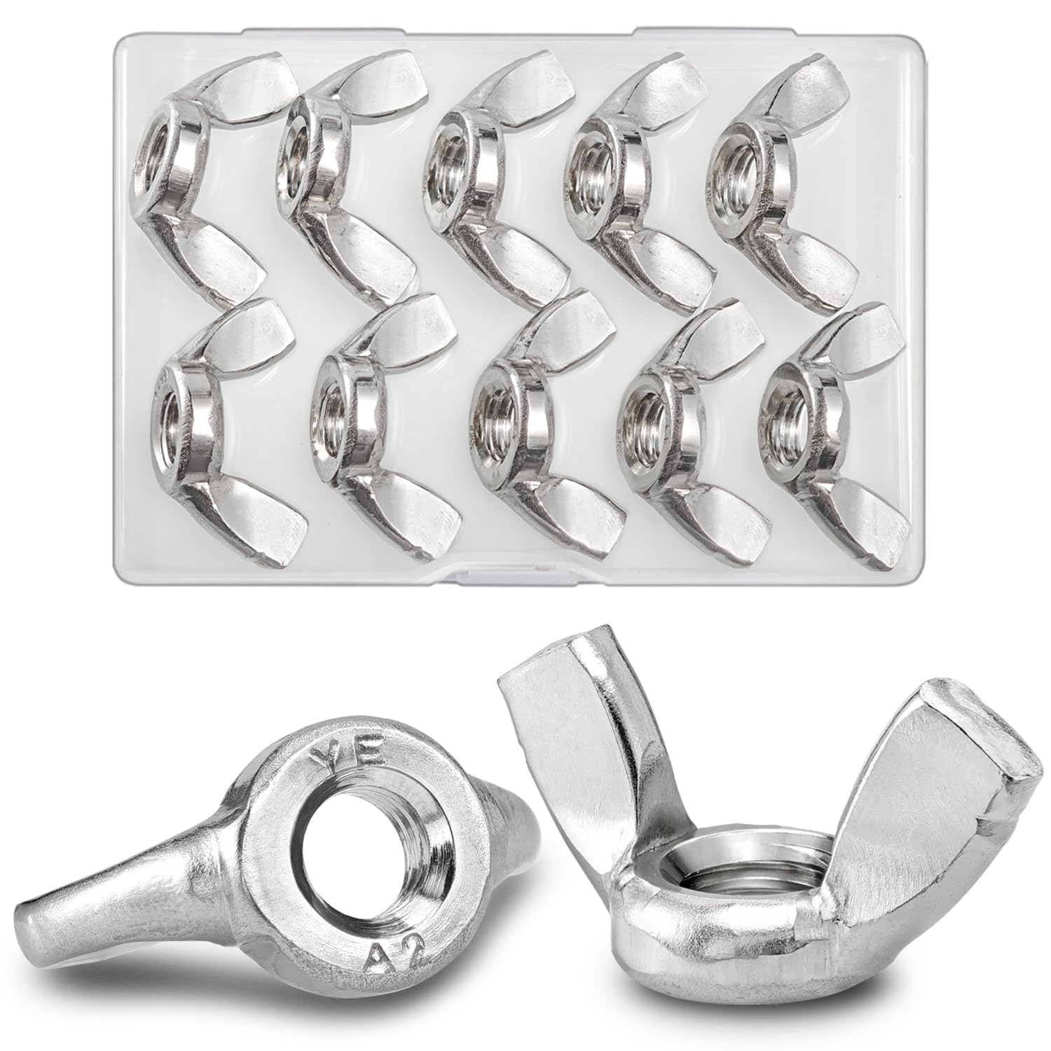 10PCS M8 Wing Nuts,Stainless Steel 304 Butterfly Wing Nuts (M8 10PCS)