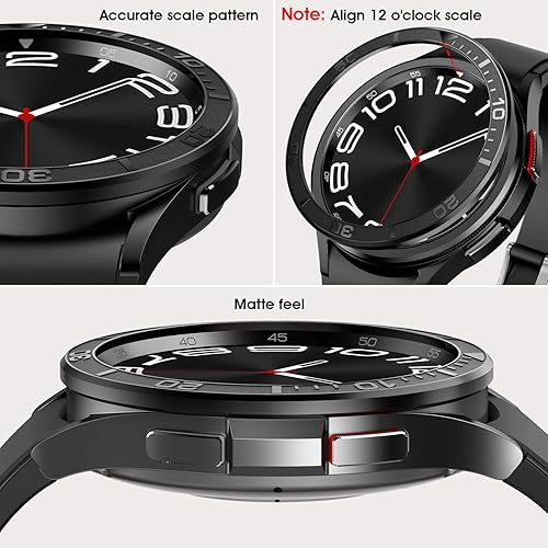 Miniatura 5 de AMANECER Anillo de bisel diseñado para Galaxy Watch 6 Classic de 1.73 pulgadas (1.693 in), 1.77 pulgadas, acero inoxidable, elegante marco de bucle,