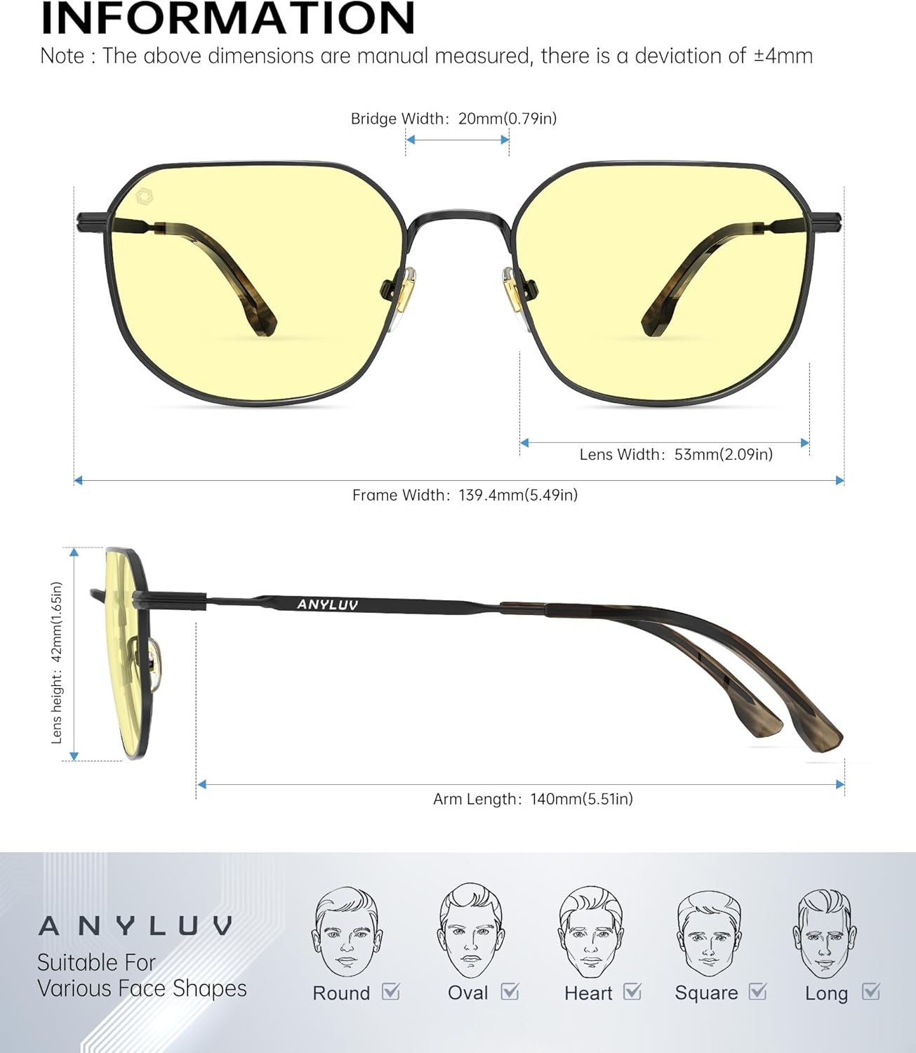 ANYLUV Blue Light Blocking Glasses for Men, Fashion Lightwight Blue Light Glasses Computer Screen Blocker Eyewear - Image 4