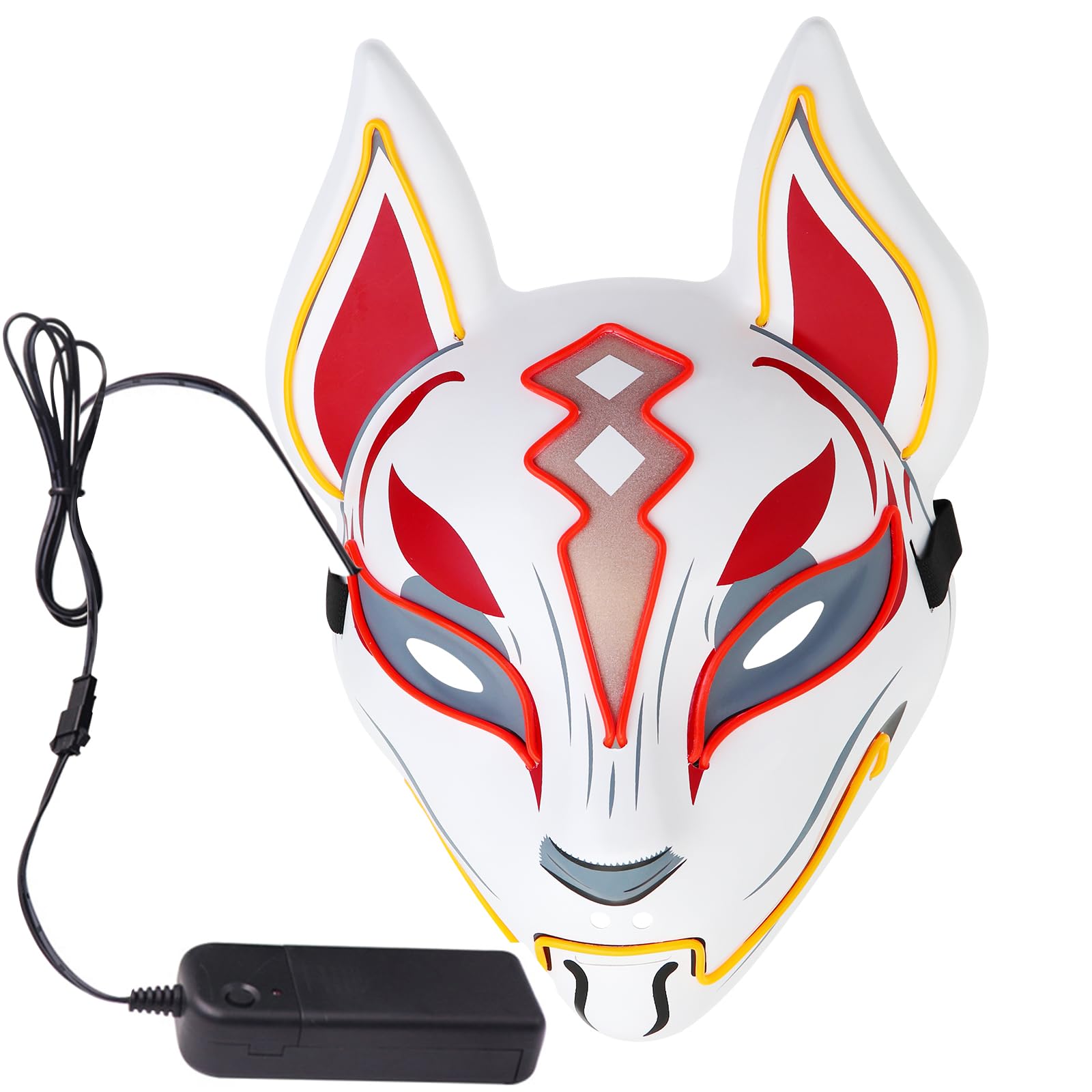 Halloween Mask with LED Lights - Scary Light-Up Mask for Costume Parties Cosplay, Masquerade & Carnival Festivals (white A)