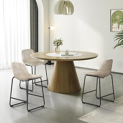 Miniatura 110 de Rfiver Taburetes de bar de piel sintética de poliuretano, juego de 2, taburetes industriales con respaldo y reposapiés, sillas modernas sin brazos