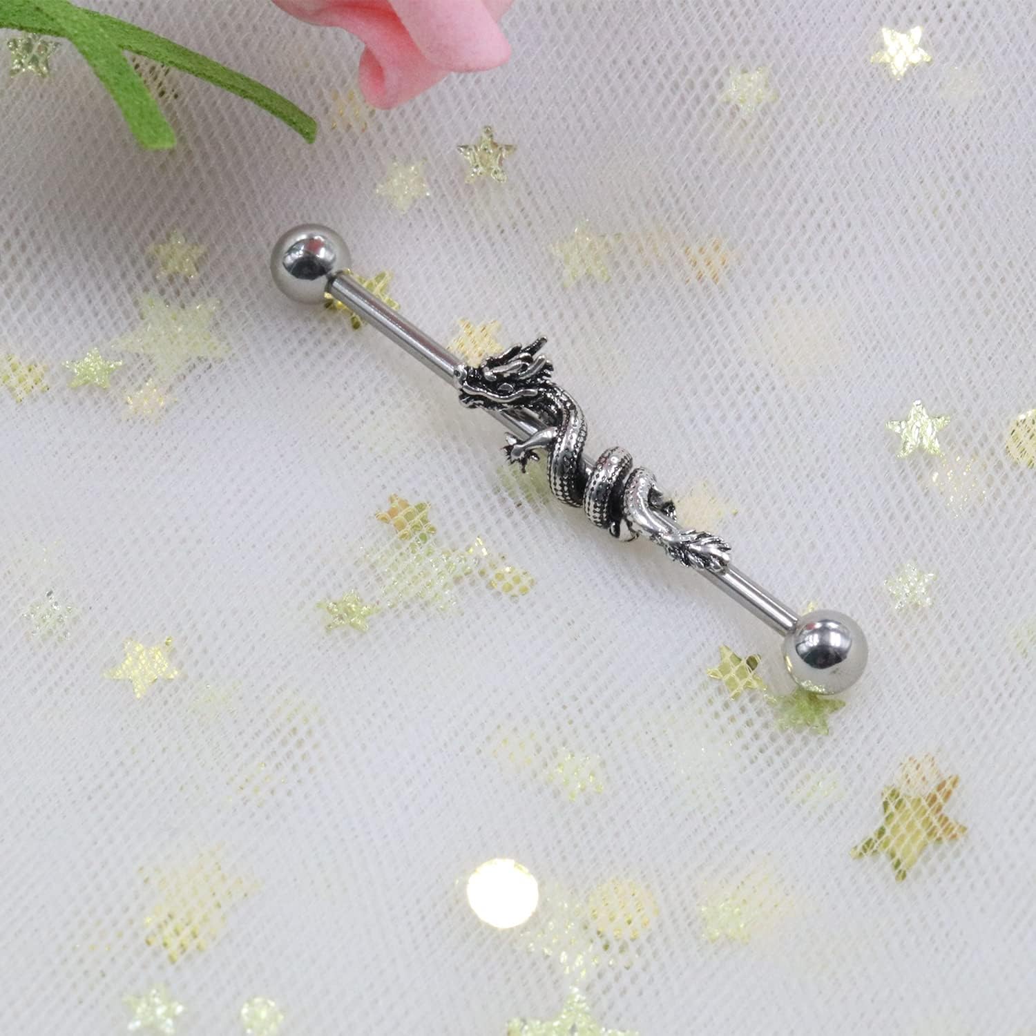14G/16G 316L Industrial Barbell Cartilage Earring Surgical Steel Industrial Barbell Cartilage Earring Body Piercing Jewelry for Women Mens