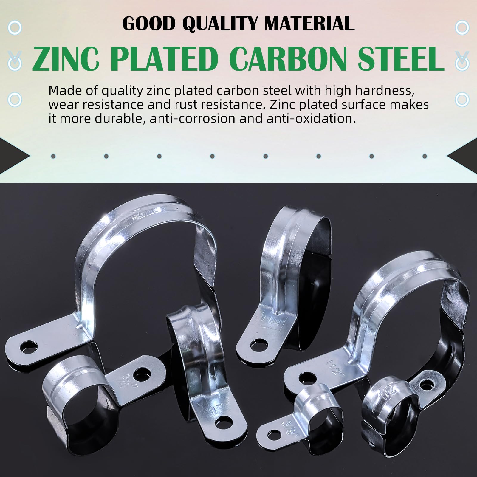 Keadic Lot De 30 Sangles De Tuyau EMT En Acier Plaqué Zinc De 2,5 Cm Avec 1 Trou, Sangle De Tuyau Rigide, Clip De Tension En U Pour Fixation De Tuyaux