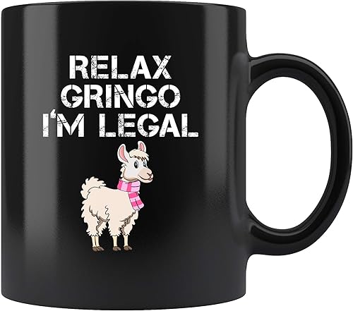 Llama Mama Relax Gringo Im Legal Alpaca Perú Bufanda Rosa  Taza negra de 11 oz Fa La Llama Queen Alpaca Idea de regalo
