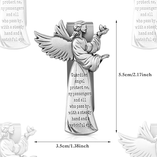 Miniatura 2 de Clip para visera solar con diseño de ángel guardián, protege a mis pasajeros, medalla de zinc bendita viajar de forma segura, clip de visera para