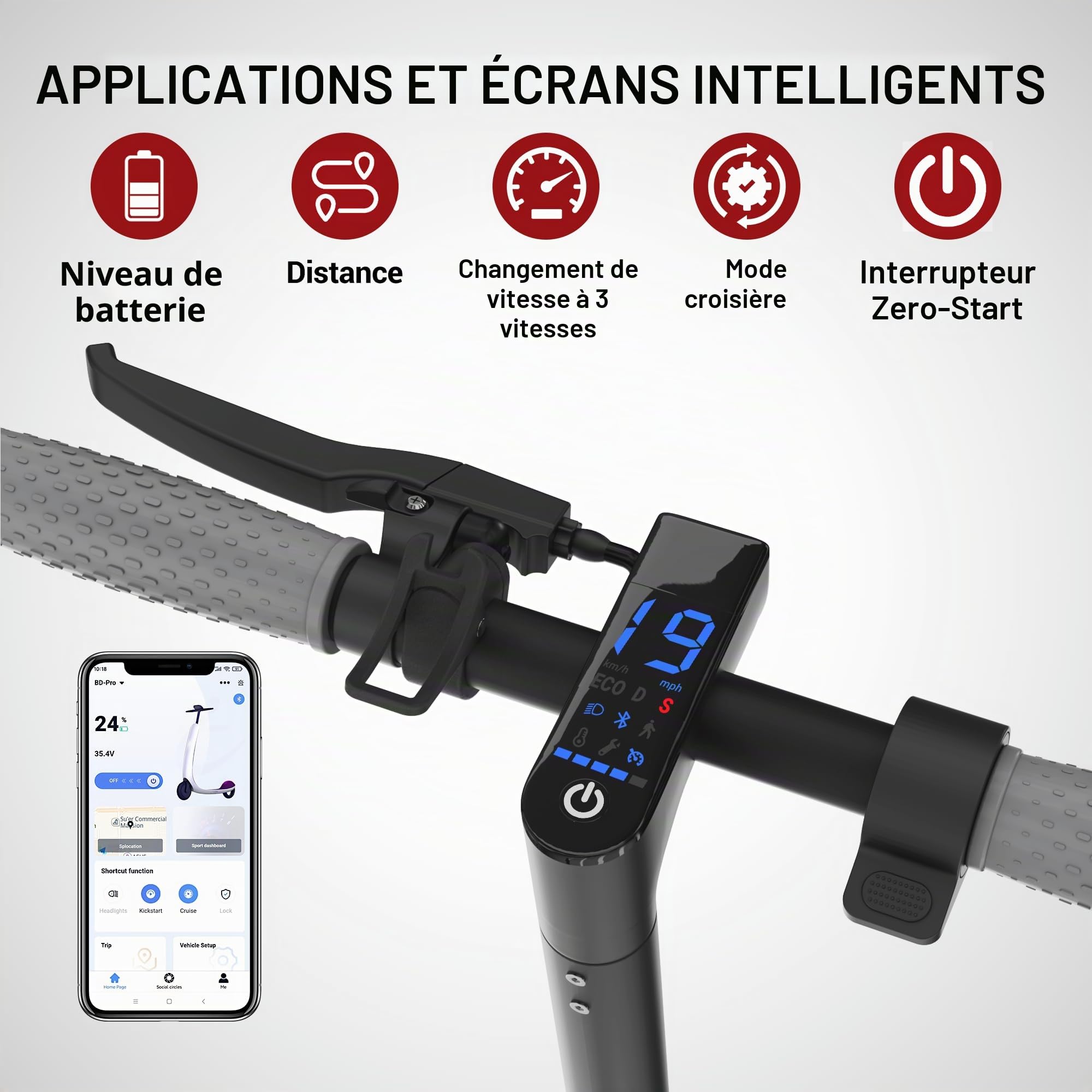 Trottinette Electrique Adulte, Moteur 350W Autonomie 25Km Trottinette Électrique Pliable 8,5" Pneu Anti-crevaison Electric Scooter avec Double Frein, APP