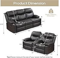 Vista 2 de Juego de Sofá Reclinable PALLOME - Juego de Sofá Reclinable, Juego de Muebles Reclinables de 2 Piezas, Sofá Reclinable de 3 Plazas y Sillón