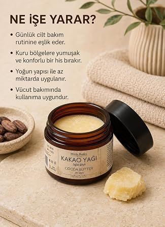 Minia Bahçe Bitki Sanat Atölyesi SOĞUK SIKIM KAKAO YAĞI%100 DOĞAL & SAF 50 ml