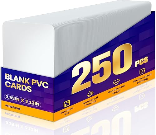 Prixzelkym 250 Pack Blank PVC Cards, White Quality Plastic ID Cards, CR80 30 Mil