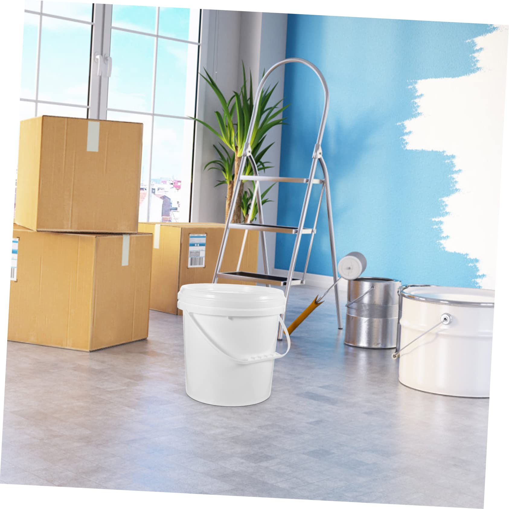 Cubo de Pintura Blanco de Hdpe de 10 litros con Tapa | Cubo Redondo para Arte, Envase Hermético, Apto para Aceite y Embalaje Químico