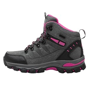 Womens Suede Waterproof Lace-Up Hiking Boots Comfortable Non-Slip Mid-Cut Hiking Boots