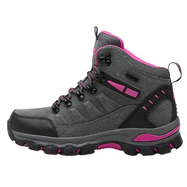 Womens Suede Waterproof Lace-Up Hiking Boots Comfortable Non-Slip Mid-Cut Hiking Boots