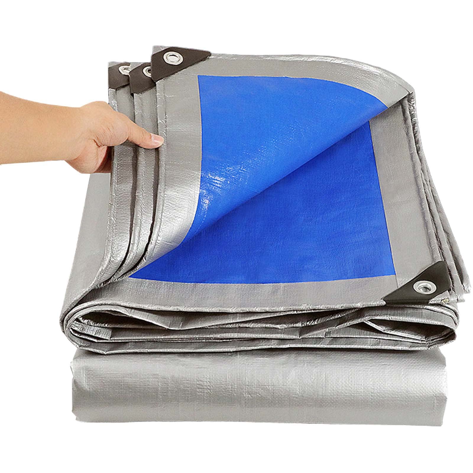 Waterproof Tarpaulin Caravan Cover Sheet Camping Sheet Double Sided Canvas Groundsheet Multipurpose Tarp Tear-resistant protective, for garden furniture, pool, car, truck (2m*8m|165g/m²)