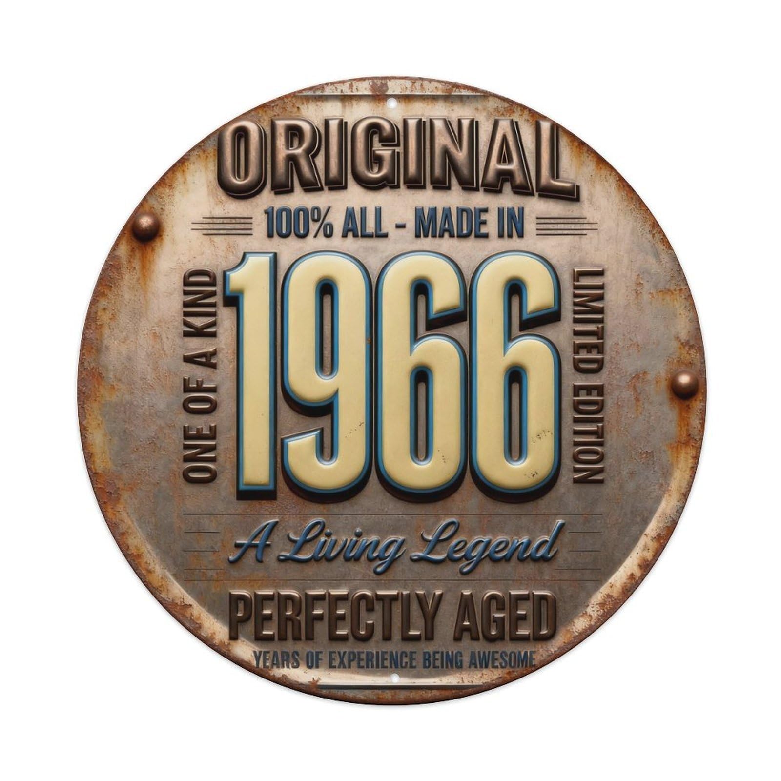 Original 1966 Limited Edition Vintage Design Round Metal Tin Sign Vintage Wall Decor, Bar Garage Cafe Kitchen Home Wall Art Poster 8x8inches