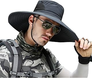 Boonie Chapéus para Homens - Chapéu para Homens Proteção Solar, Sol Embaláveis Chapéu Pescador ao Ar Livre Chapéu Masculino Respirável Dobrável À Prova D'Água Chapéu Pesca Kot-au Aba Larga