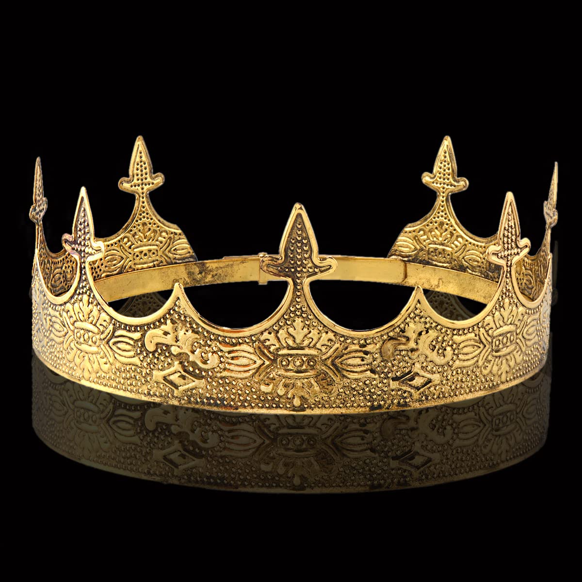 Korona Biżuteria do włosów Królewski Król Diadem Mężczyźni Metal Big Tiaras Na Halloween Kostium (Ciemne Złoto)