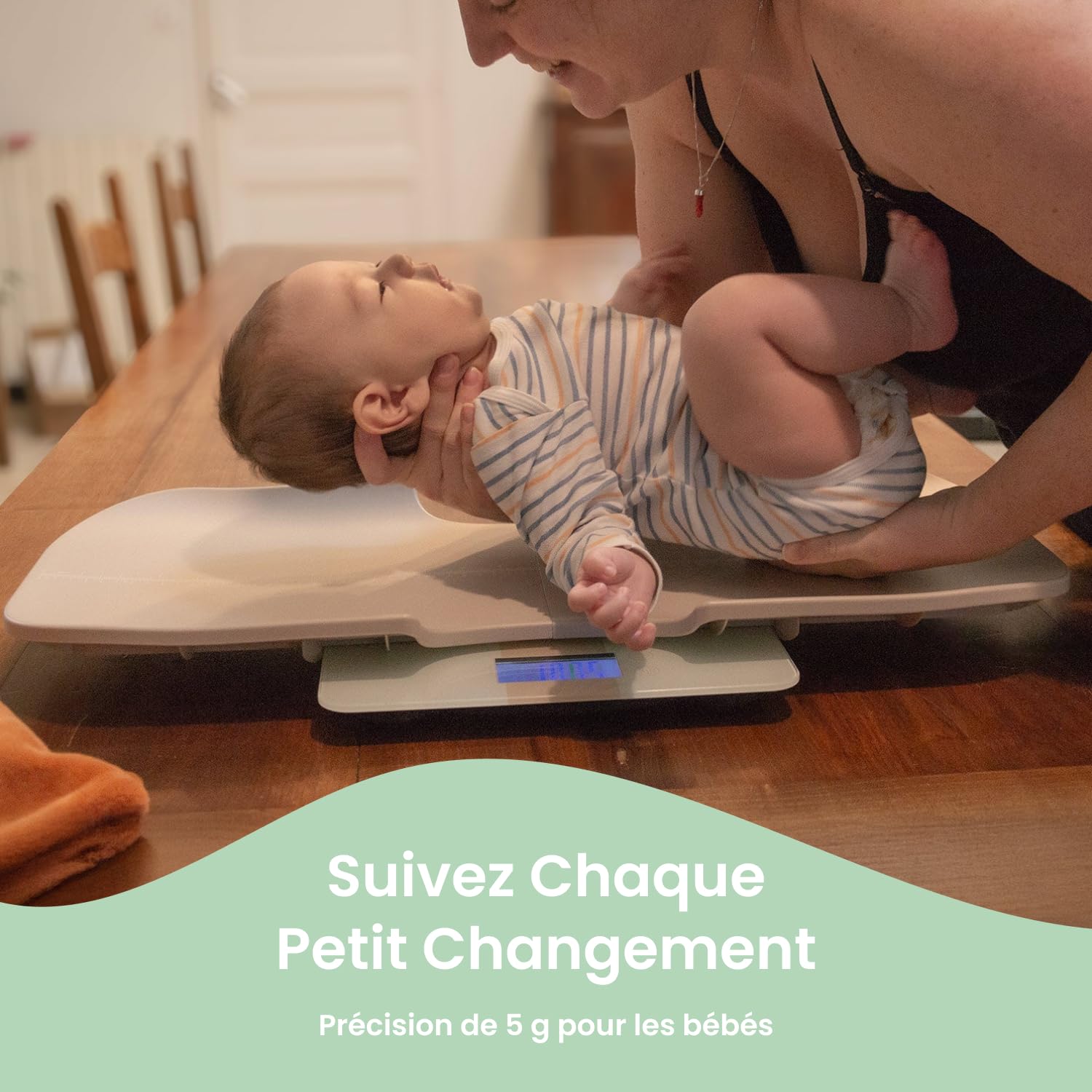 bblüv - Kilo Pro - Balance Pédiatrique Numérique, Plateau Amovible | Mesure poids et taille, Précision 5g jusqu'à 20kg, Jusqu'à 180kg pour toute la famille, Capteur haute précision, Arrêt auto