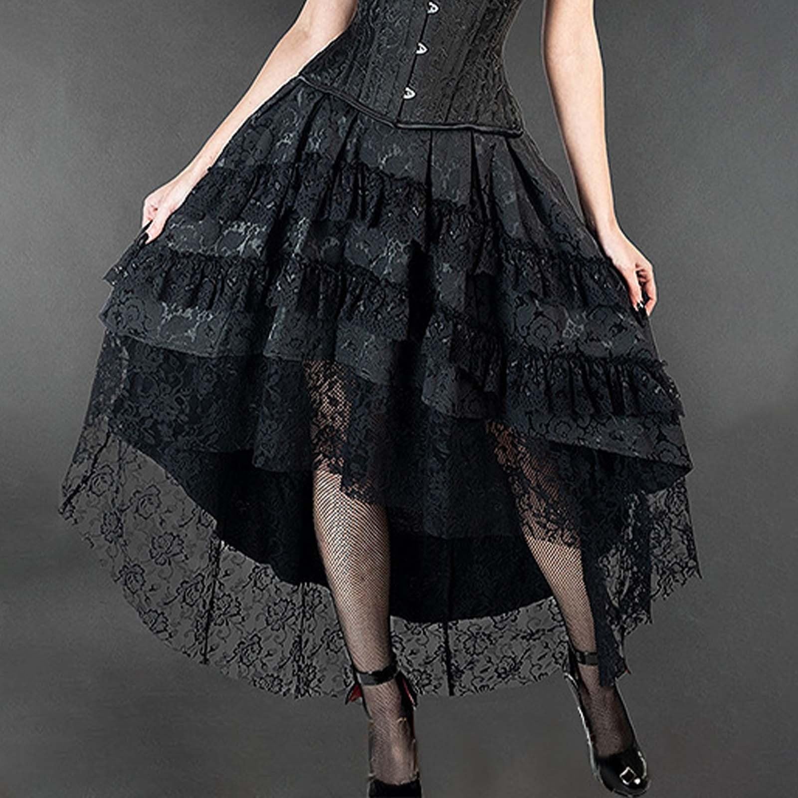 Générique Jupe Longue en Brocart Punk Originale pour de Cosplay Gothique Jupe esthétique en Dentelle avec détails Dark Academia