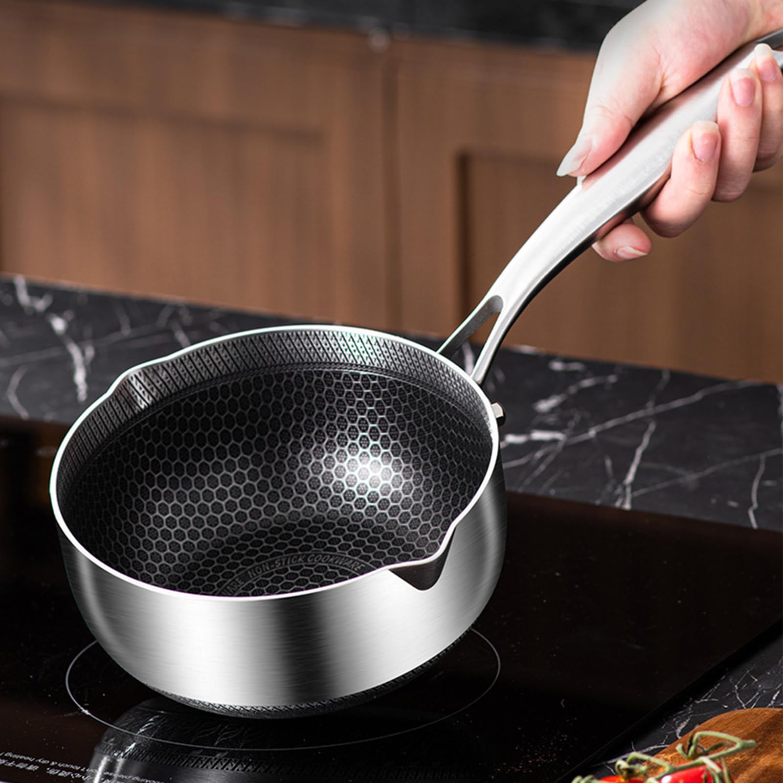 Milchwärmtopf Wabenmuster Pflegeleichter Dampfgarer | Edelstahl Suppentopf Für Kochen Dämpfen Backen Schmelzen Servieren und Kleinkindnahrung Frühstück Nudelgerichte Kochen