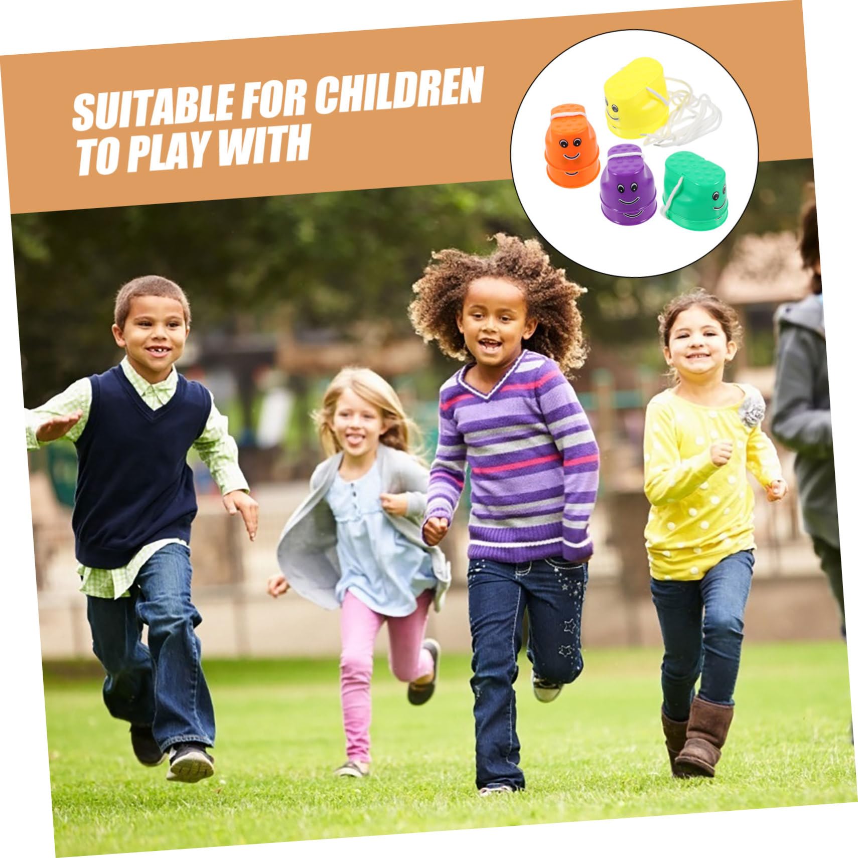 Toyvian 4 Pares de Zancos de Cubo para Niños Diseño Antideslizante de Plástico, Juguetes Divertidos para Desarrollar Habilidades Motoras en Juegos al Aire Libre